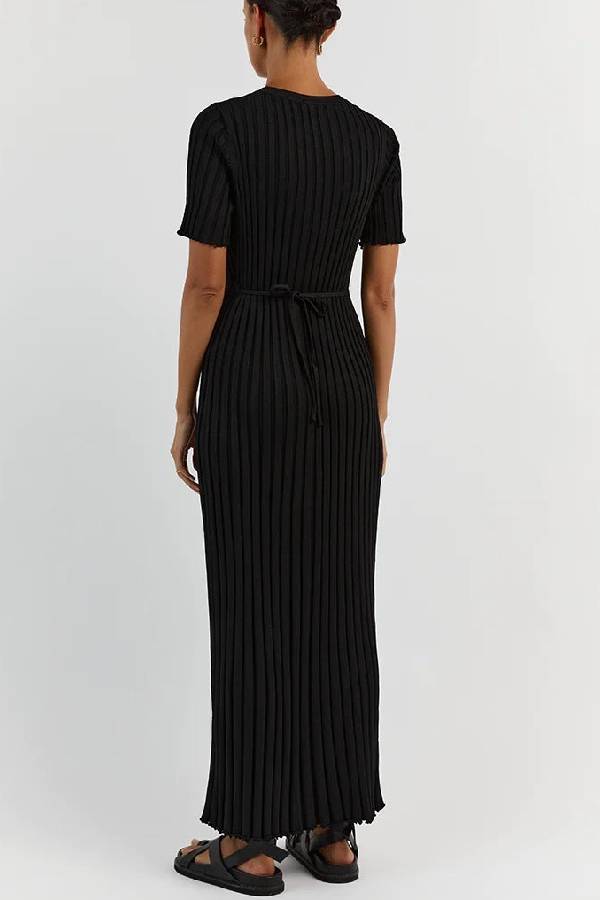 Big Pit Stripe Slimming Long Dress