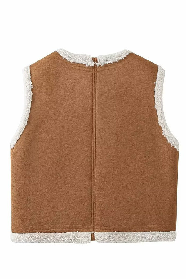 New fur-integrated lamb wool fashionable and versatile vest