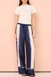 Striped Patchwork Unique Printed Elastic Waist Pocket Wide Leg Pants