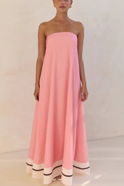 Unique Print Sexy Tube Top Back Zipper Loose Maxi Dress