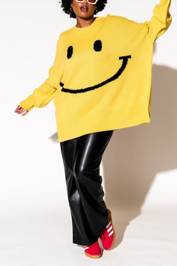 Serotonin Smile Oversized Knit Hoodie