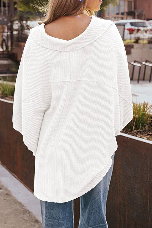 Lapel Knit Long Sleeve Top