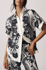 ALEMAIS Mickey Linen Short-Sleeve Buttondown Shirt