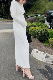 Big Pit Stripe Slimming Long sleeve Long Dress