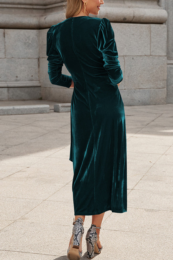 New autumn and winter velvet chiffon strappy dress