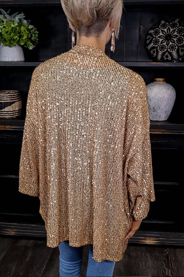 Sequined Plus Size Loose Top Color Jacket