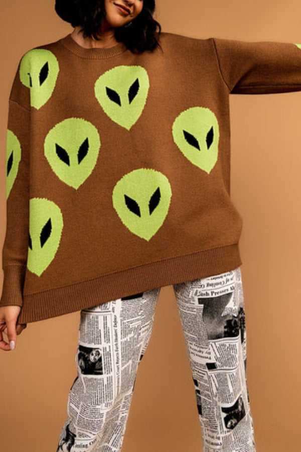 Too Cool for You Oversized Alien Knit Sweater