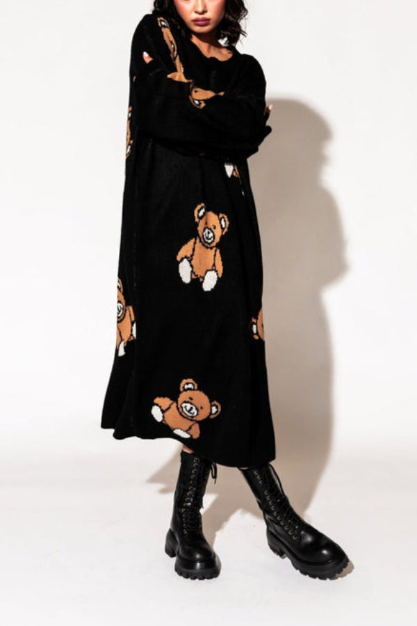 Literally Limitless Oversized Knit Dress in Teddy Bears