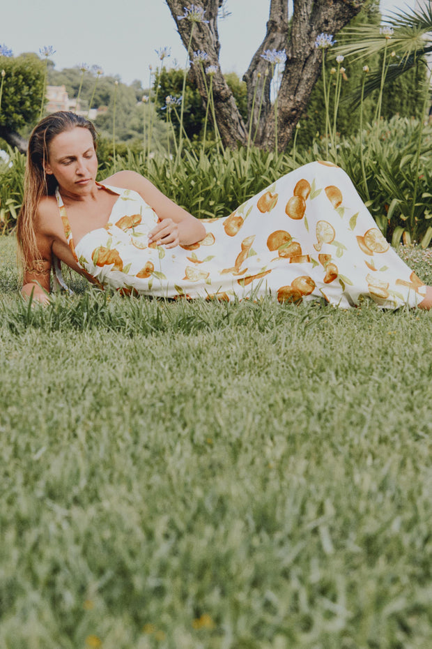 Halter neck printed maxi dress