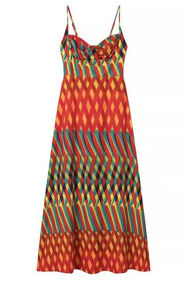 Jamila Unique Printed Sexy Backless High Rise Suspender Maxi Dress