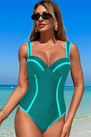 One-piece Patchwork Strap Swimsuit