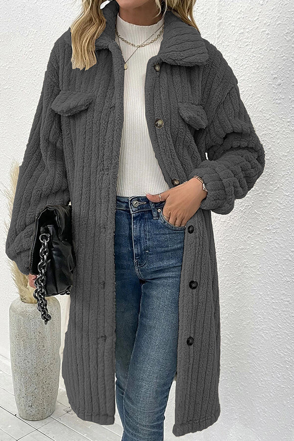 fur lapel plush top coat