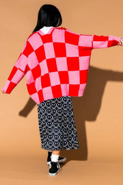 Love You Oversized Checkerboard Cardigan