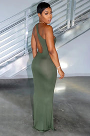 ONE SHOULDER SLEEVELESS BACKLESS BODYCON MAXI DRESSES [PRE ORDER]