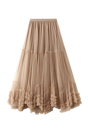 Sweet fungus lace A-line tutu skirt with large hem