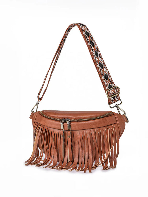 Vintage Totem Shoulder Strap Tassel Hobo Bag