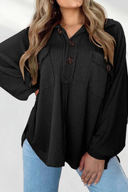 Lapel Knit Long Sleeve Top