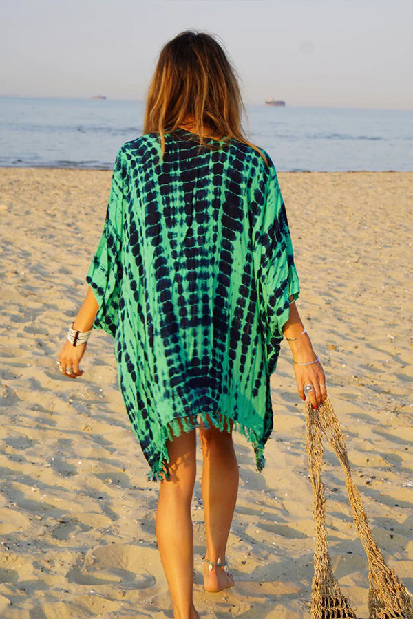 Beach vacation print tassel loose sun protection clothing