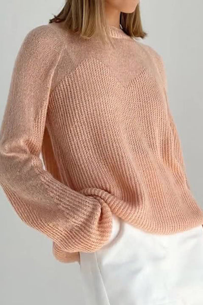 Solid color loose temperament commuter raglan sleeve pullover sweater