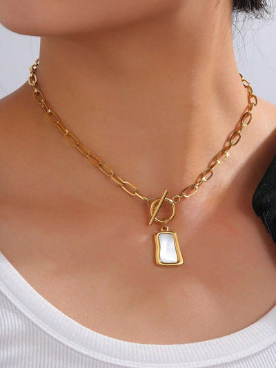 Gold-Plated Geometric Square Necklace