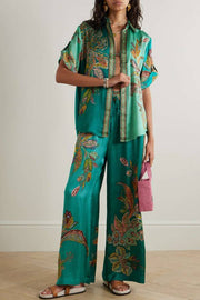 Franca Printed Silk-satin Wide-leg Pants