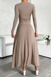 Women's Solid Color Slim Fit Two Piece Set