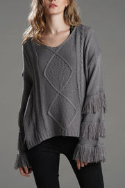 LOOK WHAT YOU MADE ME DO TASSEL KNIT SWEATER