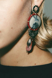 RESIN STONE CHARM EARRINGS