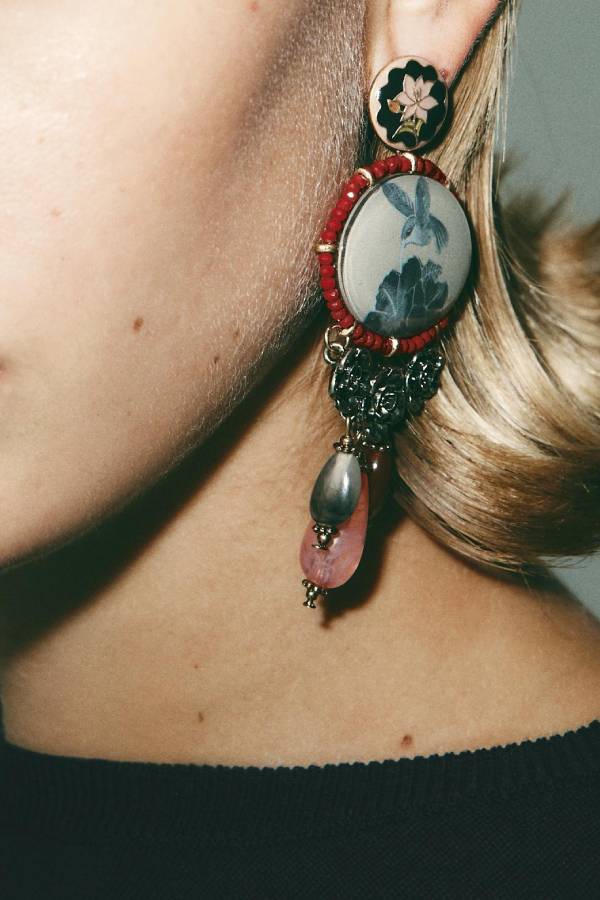 RESIN STONE CHARM EARRINGS