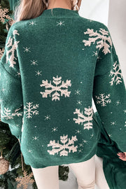 Turtleneck Christmas print knitted sweater