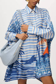 Corey Lynn Calter Long-Sleeve Printed Mini Shirt Dress