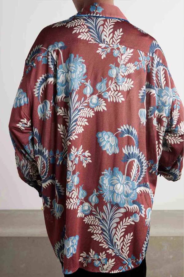 Exquisite Retro Folk Style Floral Print Long-sleeved Shirt