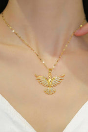 Gold Diamond-Encrusted Bird Pendant Necklace