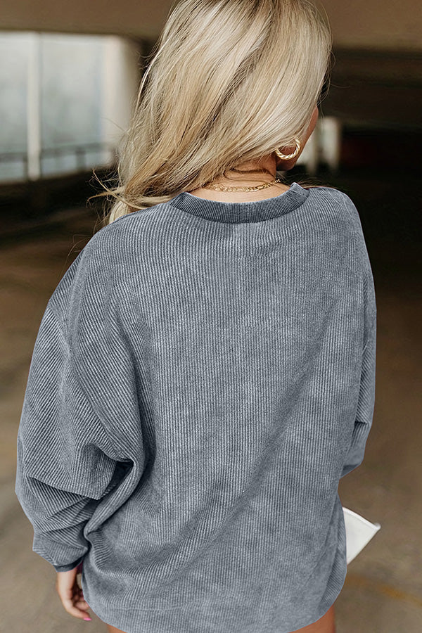 Solid Color Loose Round Neck Pullover Long Sleeve Top