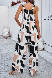Women's Geometric Print Wide Leg Jumpsuit