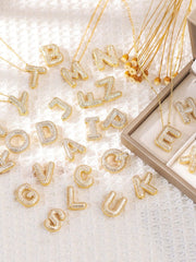 Pavé Bubble Letter Monogram Necklace