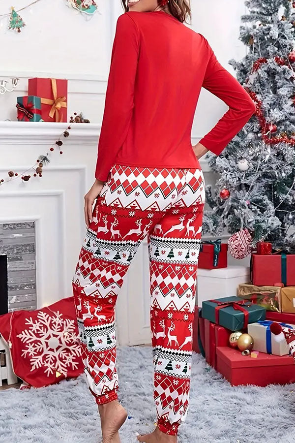 Christmas Is Calling Printed Elastic Waist Lounge Jogger Pajama Set