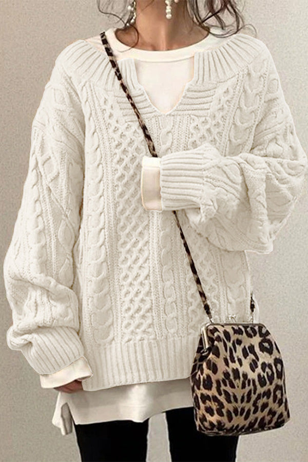 Knitted Pattern Casual Knit Sweater