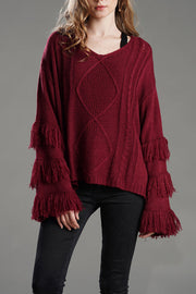 LOOK WHAT YOU MADE ME DO TASSEL KNIT SWEATER