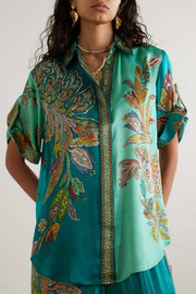 Franca Oversized Printed Silk-satin Shirt