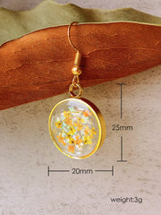 Pressed Flower Earrings -Yellow Lily Resin