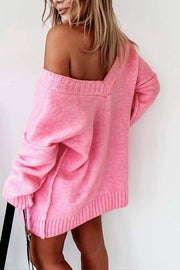 Exposed Seam V Neck Slouchy Sweater