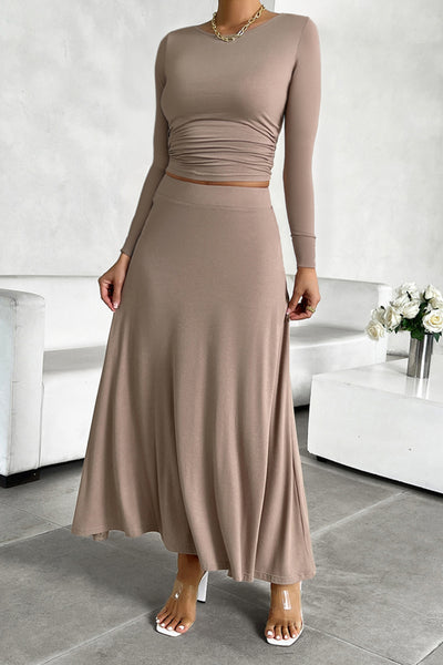 Women's Solid Color Slim Fit Two Piece Set