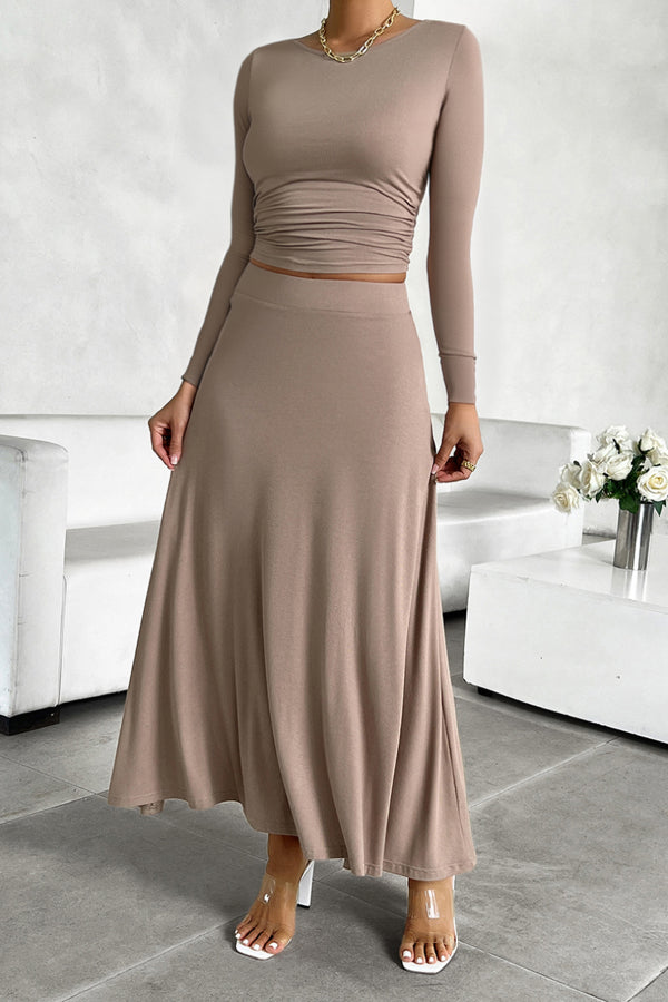 Women's Solid Color Slim Fit Two Piece Set