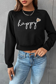 Cropped cropped crewneck letter sweatshirt