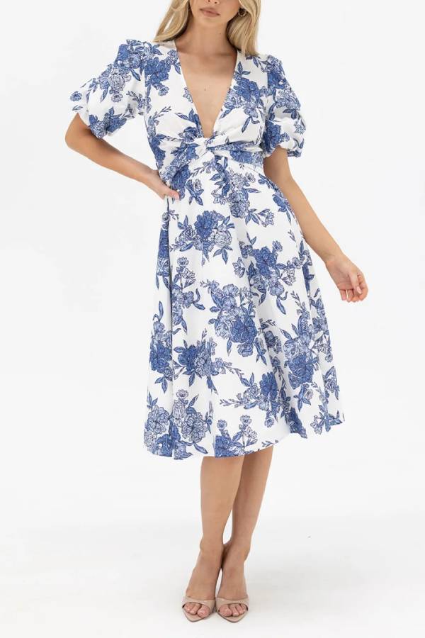 Claudia Dress-Blue Print
