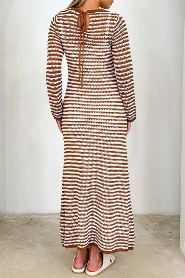 Long Striped Sweater Dress For Women