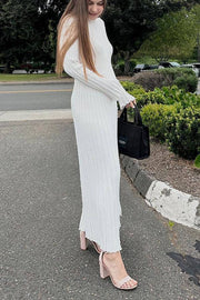 Big Pit Stripe Slimming Long sleeve Long Dress