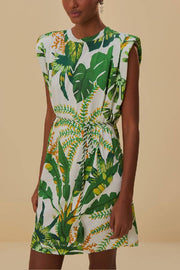 Tropical Forest Off-white T-shirt Dress