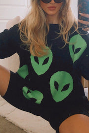 Too Cool for You Oversized Alien Knit Sweater